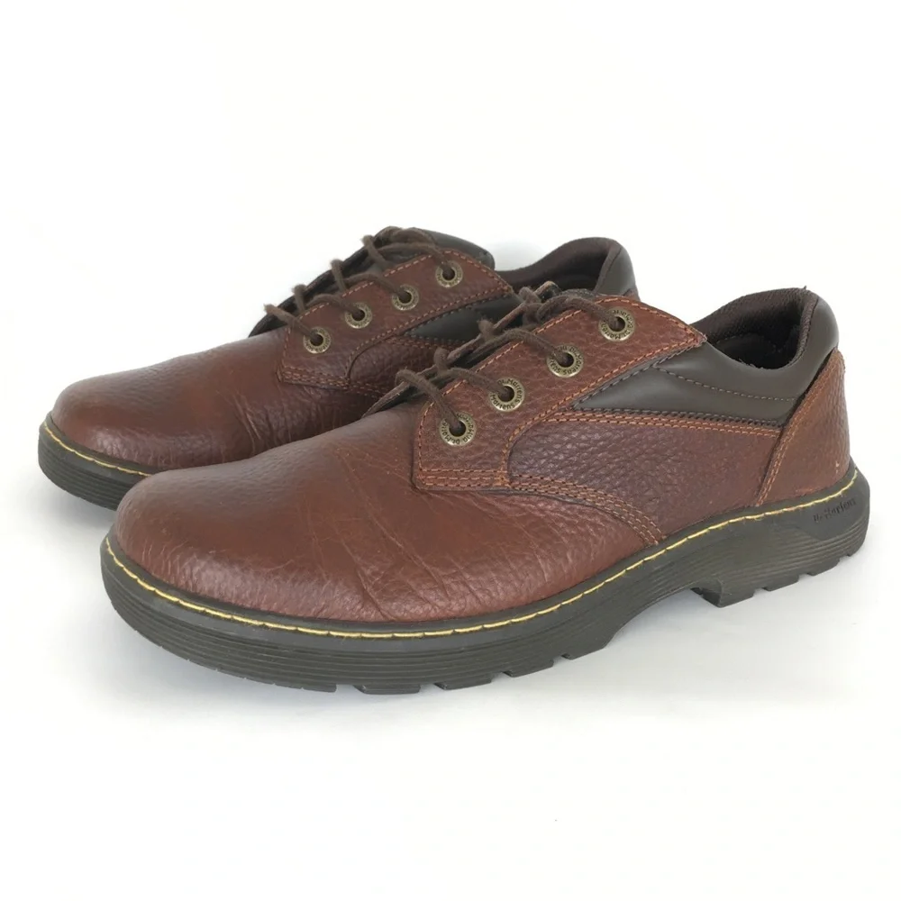 Dr. Doc Martens Shoes Slip Resistant Brown Leather Oxford Mens Sz 10